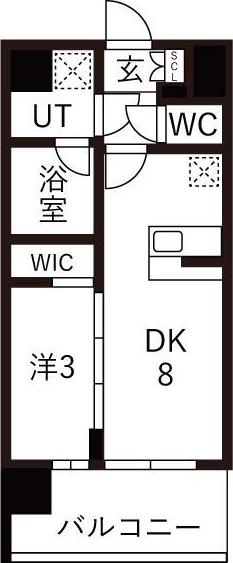 エスリードレジデンス玉造ザ・イースト(1LDK/8階)の間取り写真