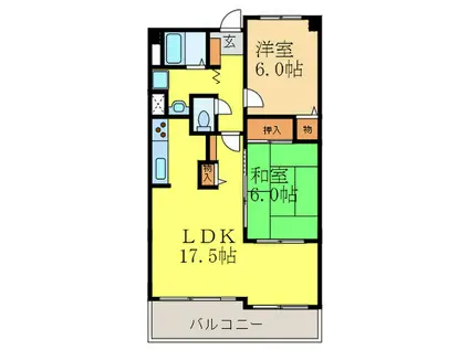 クローバー・サウス江坂(2LDK/2階)の間取り写真