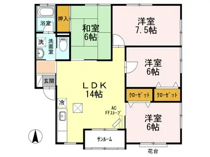 サンウェーヴ(4LDK/1階)の間取り写真