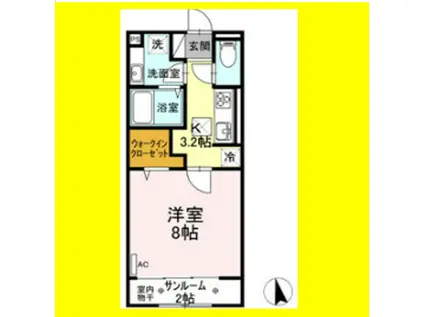 ル・ソワール(1K/1階)の間取り写真