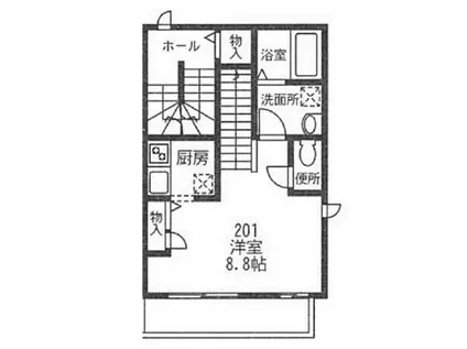 ウルラ東池袋(1K/2階)の間取り写真