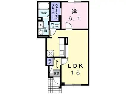 CALMEANGE(1LDK/1階)の間取り写真