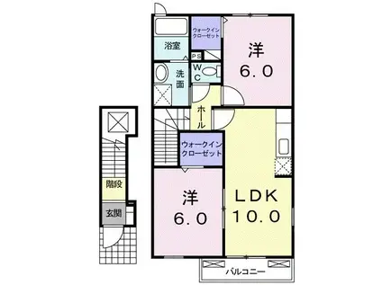 カルム・フォーレ(2LDK/2階)の間取り写真