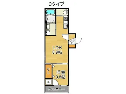 F ASECIA THIO(1LDK/1階)の間取り写真