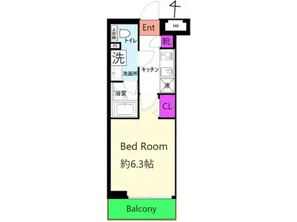 SHOKEN RESIDENCE川崎登戸ウエスト(1K/4階)の間取り写真