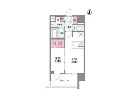 シーズンフラッツ中崎(1LDK/4階)の間取り写真