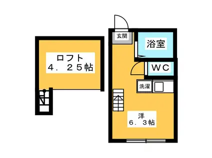 リリーフルエリア(ワンルーム/2階)の間取り写真