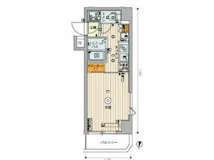 スカイコート武蔵新田(1K/6階)の間取り写真