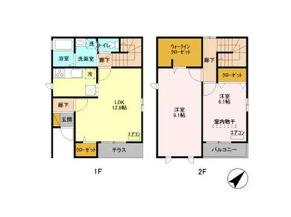 マロン シャトー A(2LDK/1階)の間取り写真