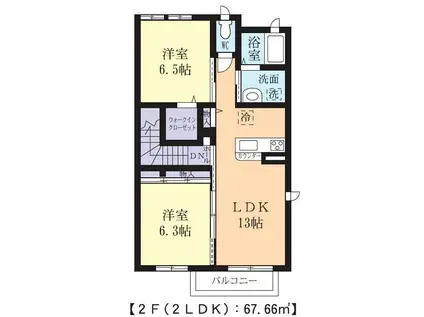 メゾン・メルヴェイユA(2LDK/2階)の間取り写真