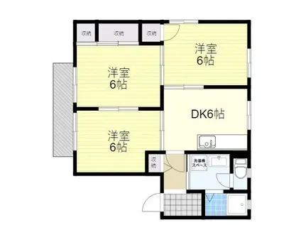 ディアス平井(3DK/2階)の間取り写真