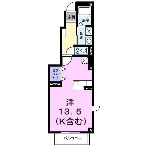 ヴェルジュMII(ワンルーム/1階)の間取り写真