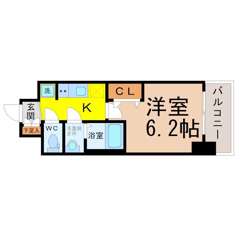 メイクス矢場町(1K/9階)の間取り写真