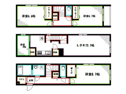 URBAN PARK三鷹(4LDK/1階)の間取り写真