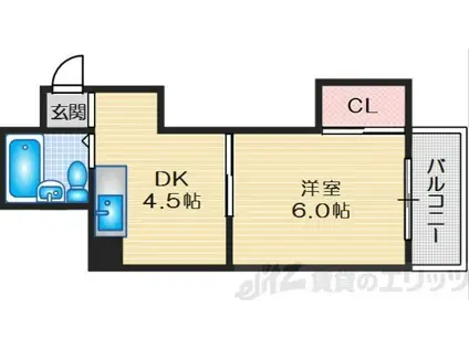 臼井ビル(1DK/2階)の間取り写真