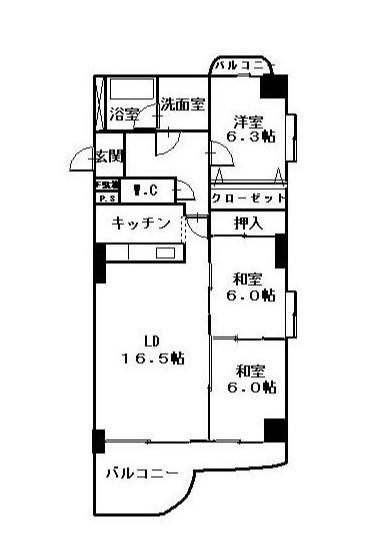 イオラニガーデン(3LDK/3階)の間取り写真