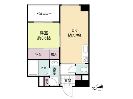 アリス・マナーガーデン谷町(1DK/2階)の間取り写真