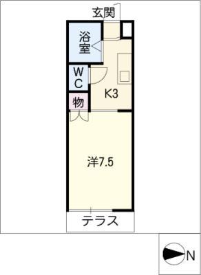 カサブランカ(1K/1階)の間取り写真