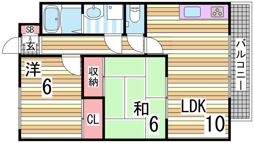 コンフォート宮下(2LDK/3階)の間取り写真