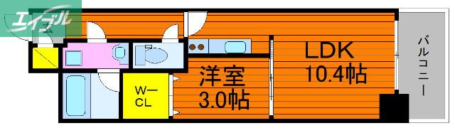 カーサとぎや町(1LDK/8階)の間取り写真