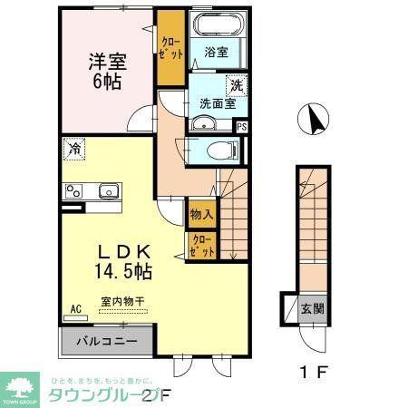 サウスユーコート(1LDK/2階)の間取り写真