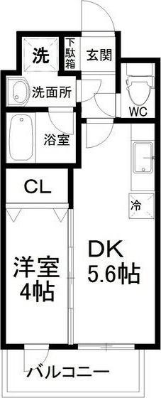 エルスタンザ子平町(1DK/3階)の間取り写真
