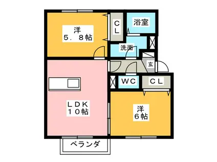 TROIS JOURS II(2LDK/2階)の間取り写真