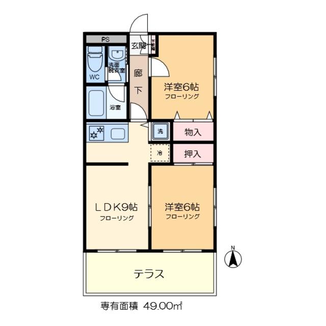 エレメント新小岩(2LDK/1階)の間取り写真