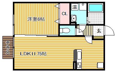 ルーエプラッツ(1LDK/1階)の間取り写真