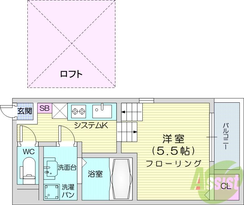 LA VENUS(1K/2階)の間取り写真