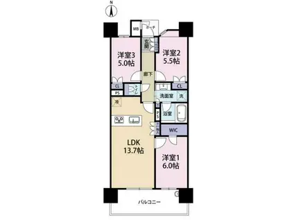 MJR大分サーパスコート(3LDK/11階)の間取り写真