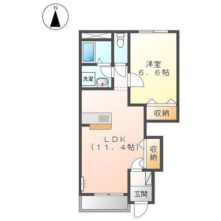 シャインヒルズ富岡(1LDK/1階)の間取り写真