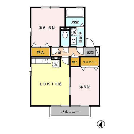 クレマチス(2LDK/2階)の間取り写真