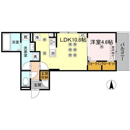 ベルナシェンテ南松山(1LDK/2階)の間取り写真