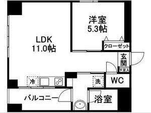 NOIE SENDAI 宮町(1LDK/3階)の間取り写真
