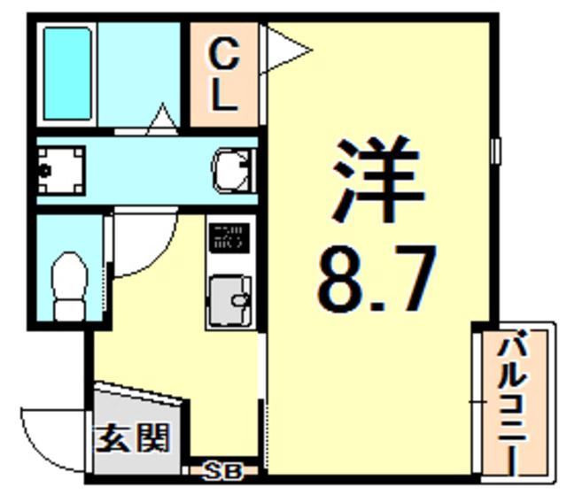 ラ・フォルム西宮北口(1K/1階)の間取り写真