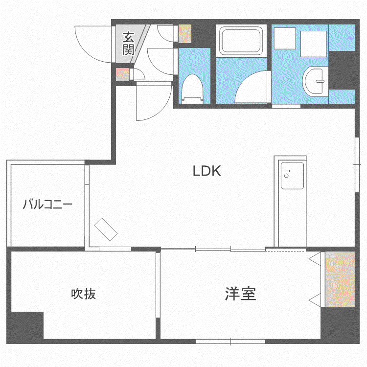 円山シャトー桂和医大前(1LDK/4階)の間取り写真
