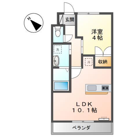 アルファー(1LDK/1階)の間取り写真