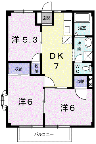 ニューシティー司(3DK/2階)の間取り写真