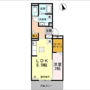 D-ROOM桜樹(1LDK/1階)の間取り写真