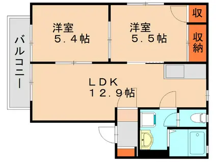 メゾン・ドマーニ A棟(2LDK/1階)の間取り写真