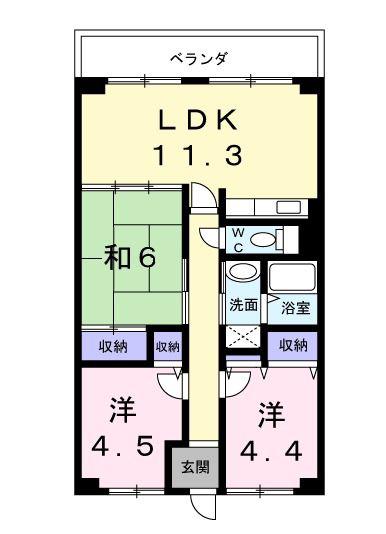 プラージュ浜寺(3LDK/3階)の間取り写真