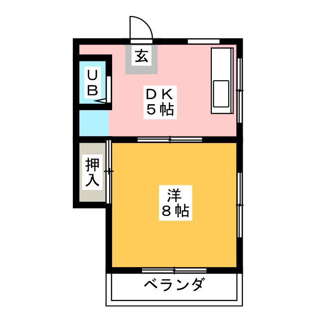 エステイト多賀(1DK/2階)の間取り写真