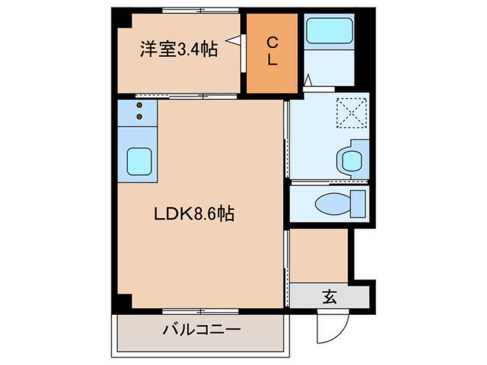 オレンジクレスト(1LDK/1階)の間取り写真