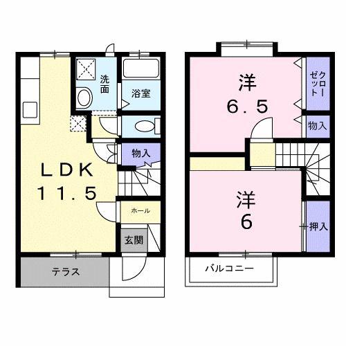メゾン雪椿II(2LDK/1階)の間取り写真