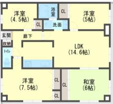 ビックウェーブビル(4LDK/3階)の間取り写真