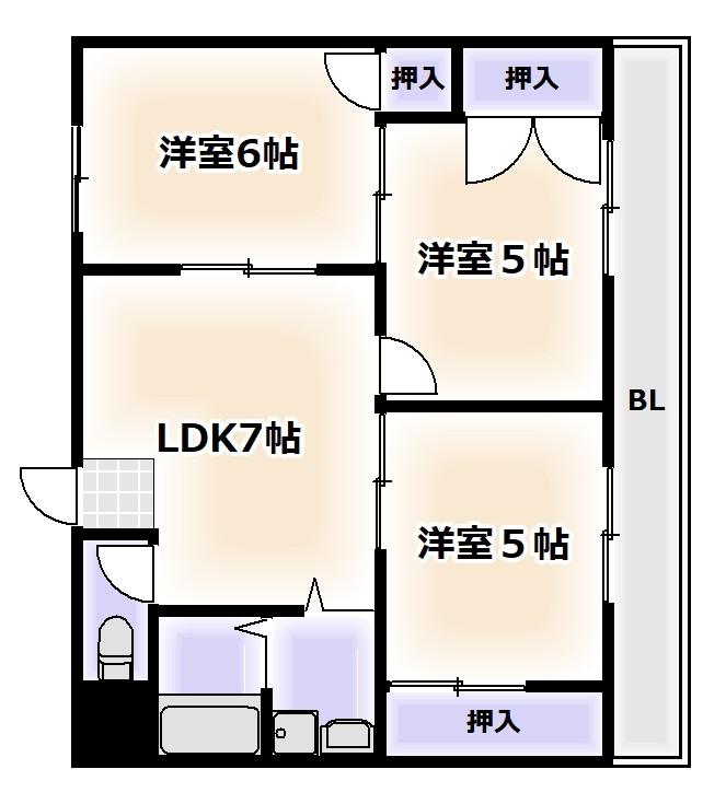 マンション青柳(3DK/4階)の間取り写真