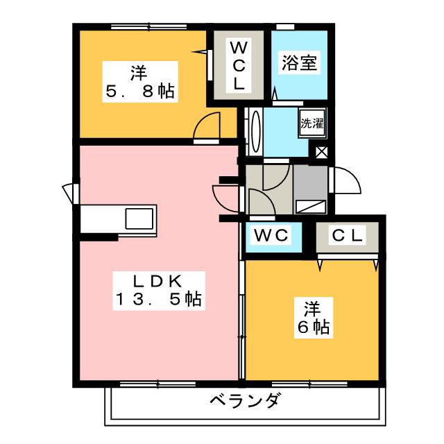 ラ・プランドール(2LDK/1階)の間取り写真