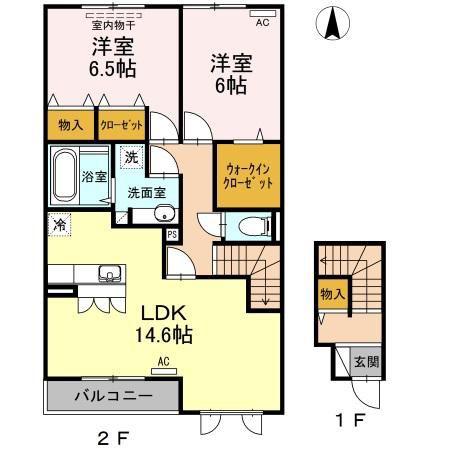 イノセント・シャイン(2LDK/2階)の間取り写真