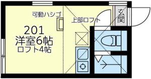ユナイト幸シェリーメイ(ワンルーム/2階)の間取り写真